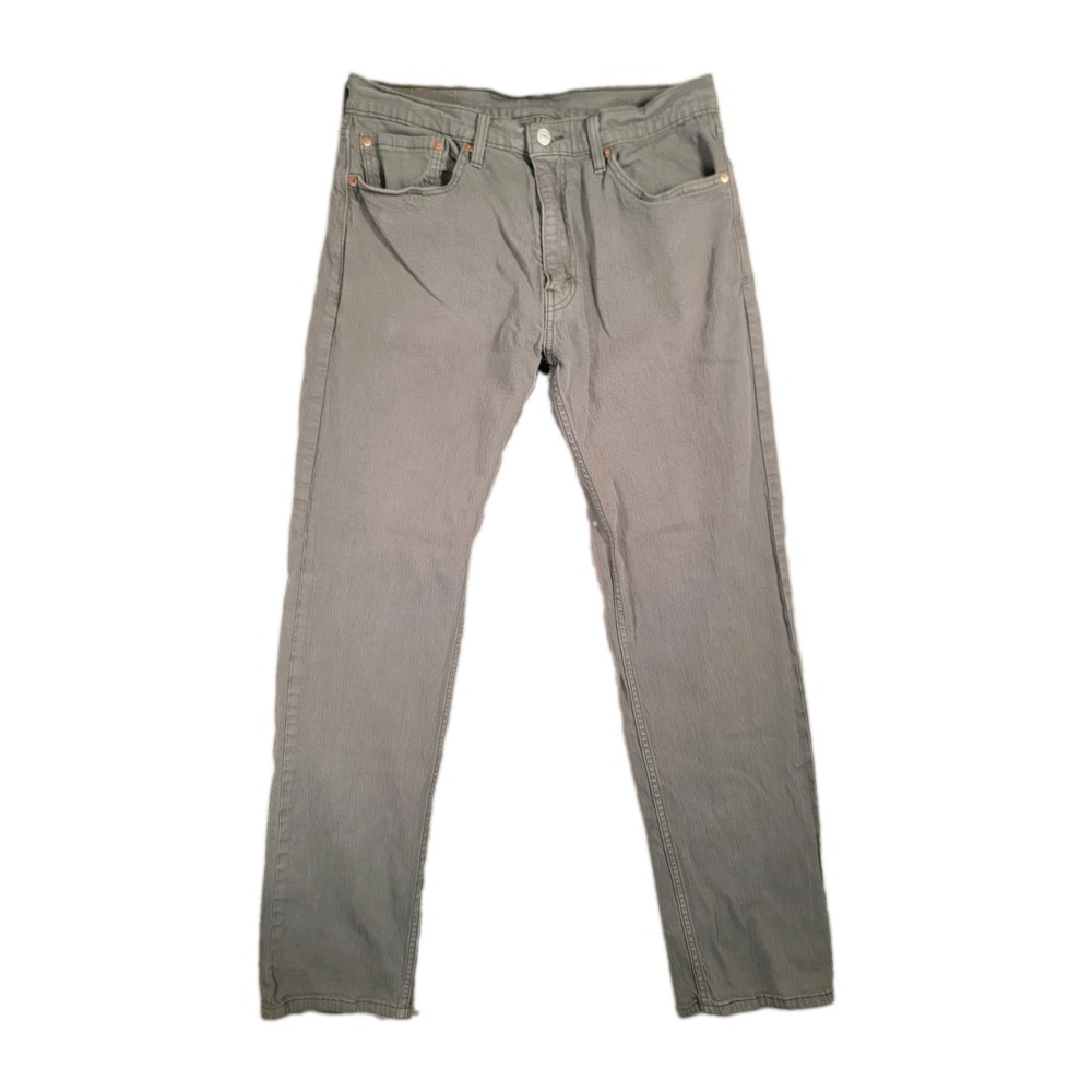 Levis 505 Regular Fit Straight Jeans Mens 34x34 Gray Stretch Denim Work Pants